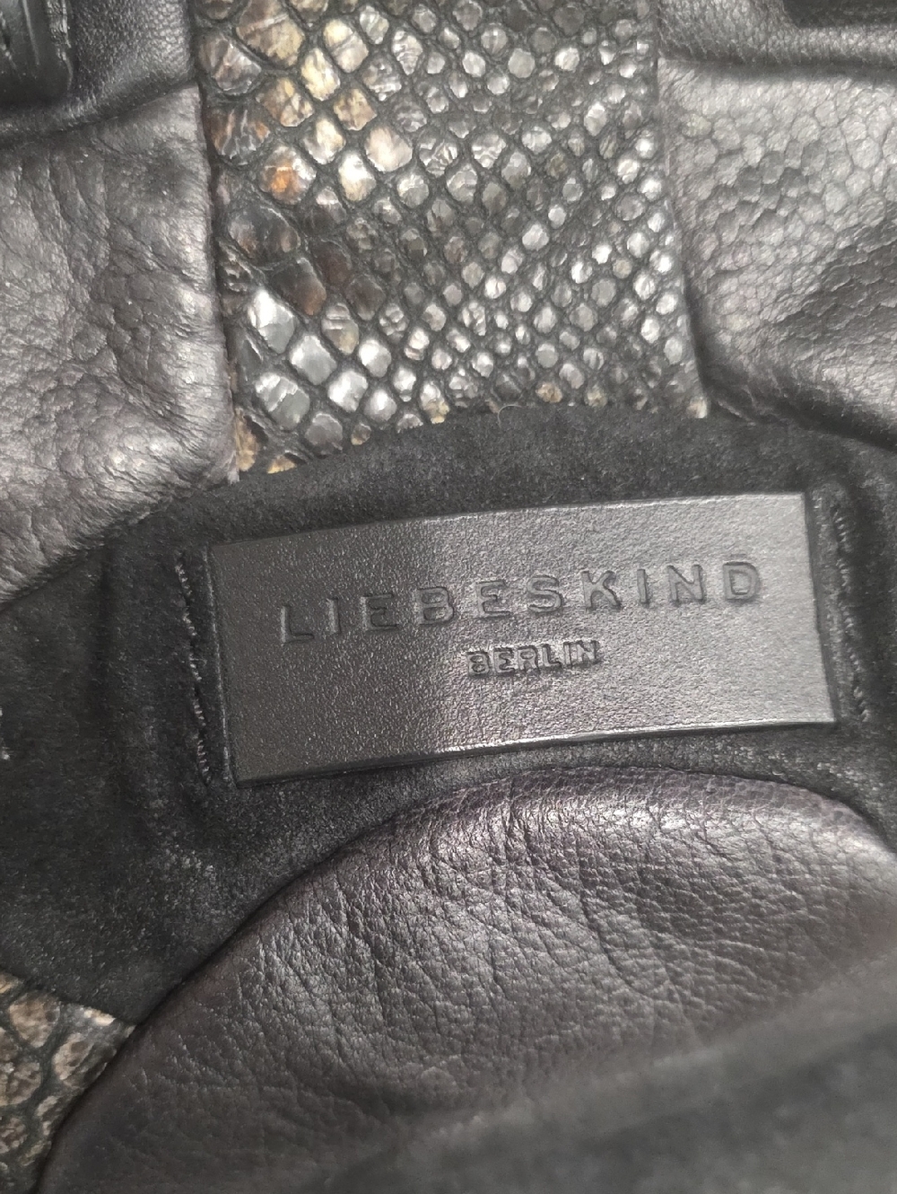 Liebeskind Black Mixed-Texture Leather Satchel - Picture 8 of 8
